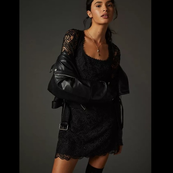 Anthropologie Dresses & Skirts - 🌟HP🌟Anthropologie NWT Maeve Embroidered Lace Mini Black Dress Size 6.